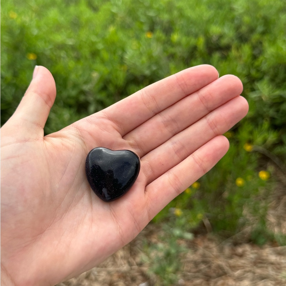 Blue Goldstone Heart andâ pouch